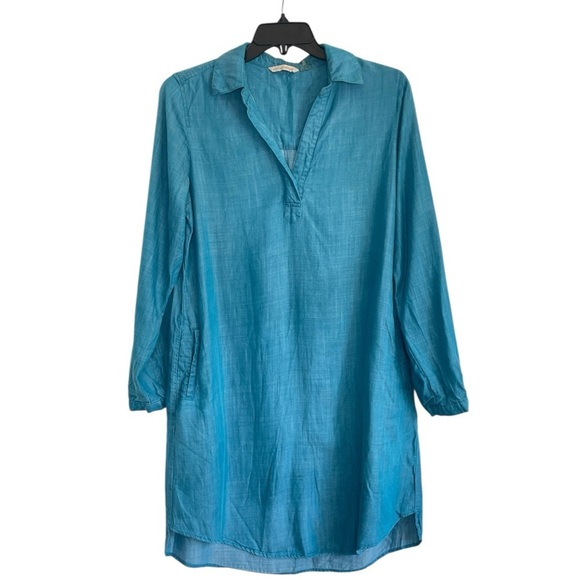Soft Surroundings Shirt Dress
Size M Turquoise Blue
Chambray Lagenlook Tunic - Picture 2 of 11